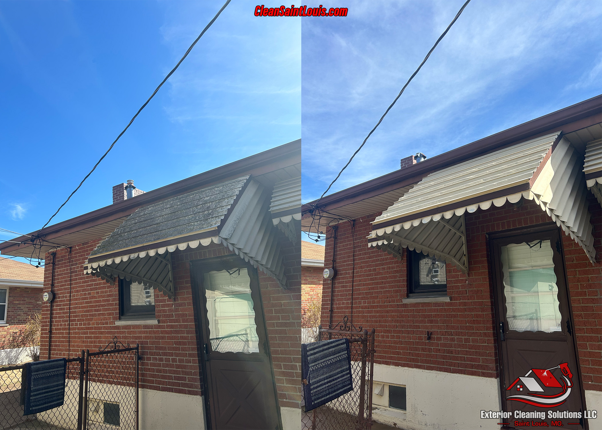 Premium Aluminum Awning Cleaning: Soft Wash, Brushing & Low-Pressure House Washing in St. Louis, MO