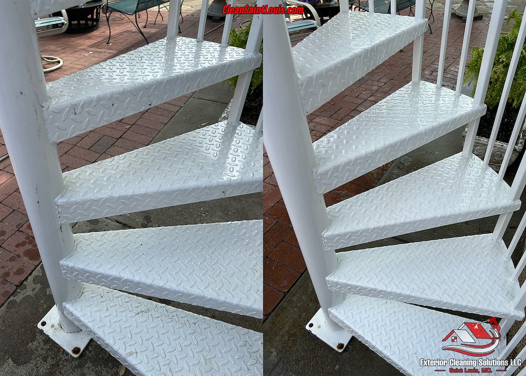 Post Construction Power Washing in St. Charles, MO. Roofing Tar Removal Project.